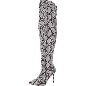 THALIA SODI Womens Beige Snake Print Rominaa Pointed Toe Stiletto Boots 6.5 M